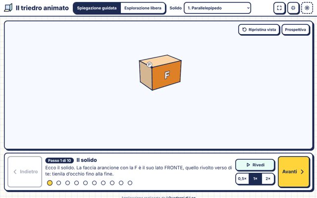 Schermata dell'app Il triedro animato