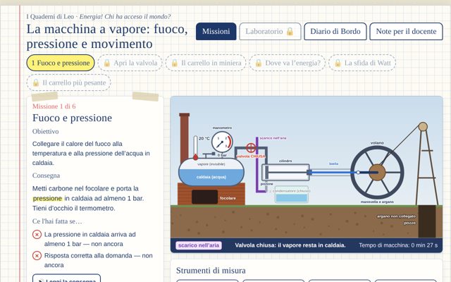 Schermata dell'app La macchina a vapore