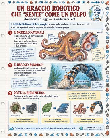 Un braccio robotico che sente come un polpo